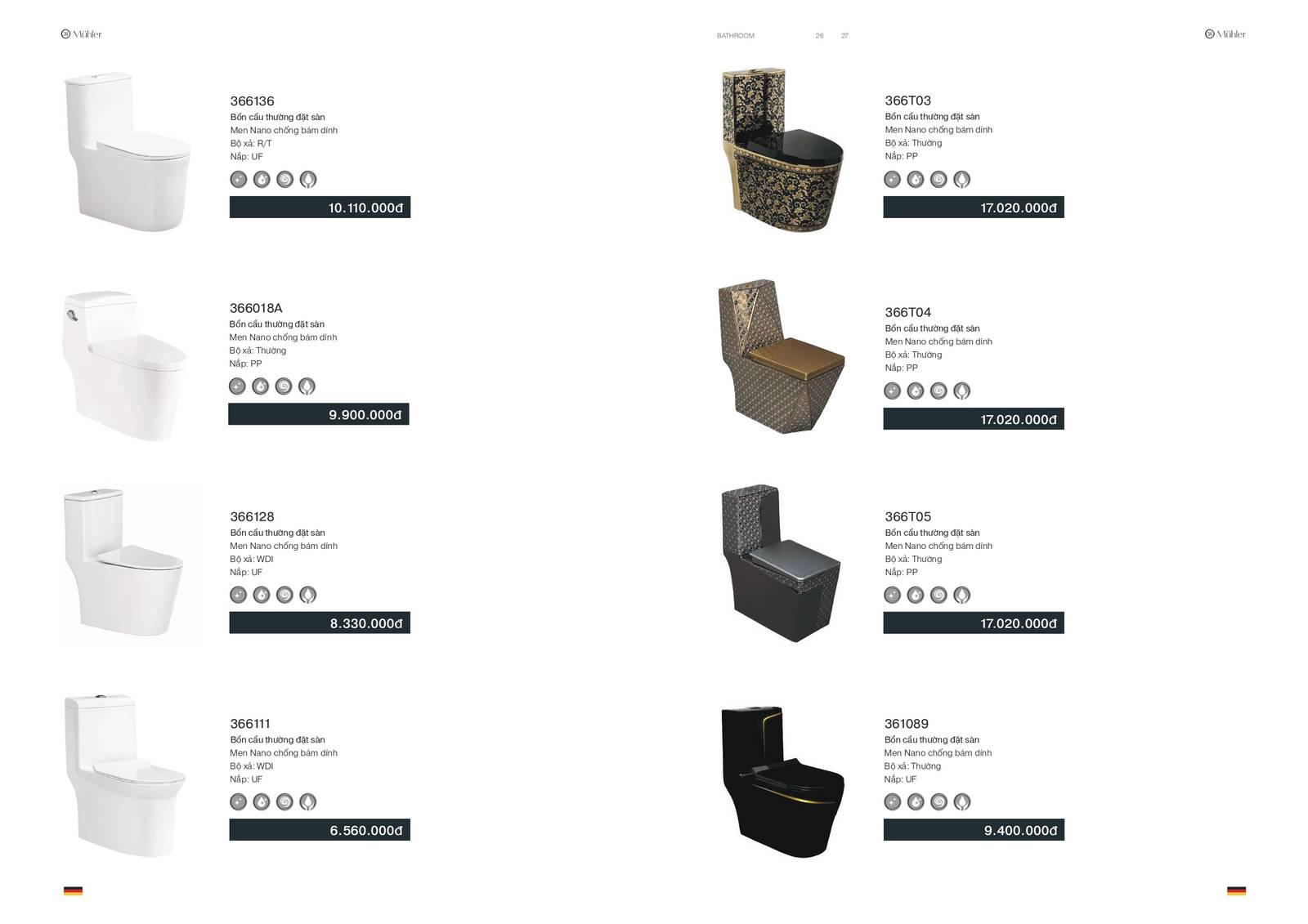 Thiết bị vệ sinh MUHLER Catalogue và Bảng giá mới nhất /Page 14